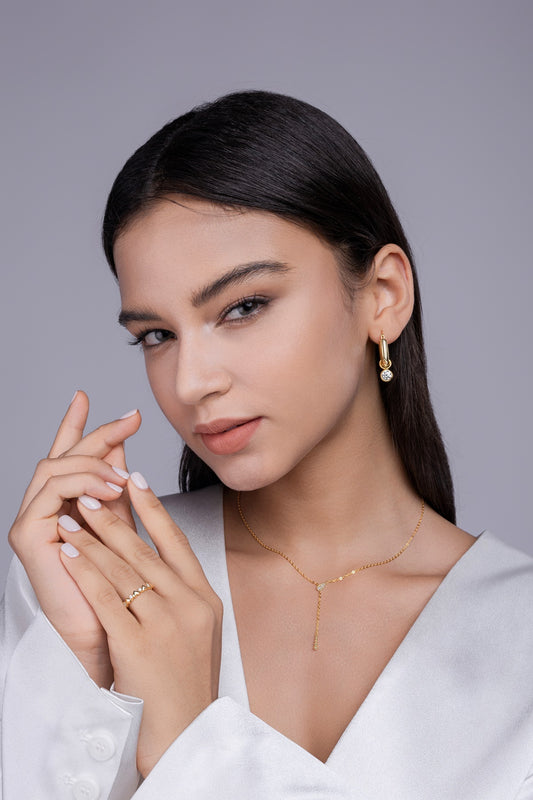 925 Sterling Silver Gold Moissanite Drop Necklace