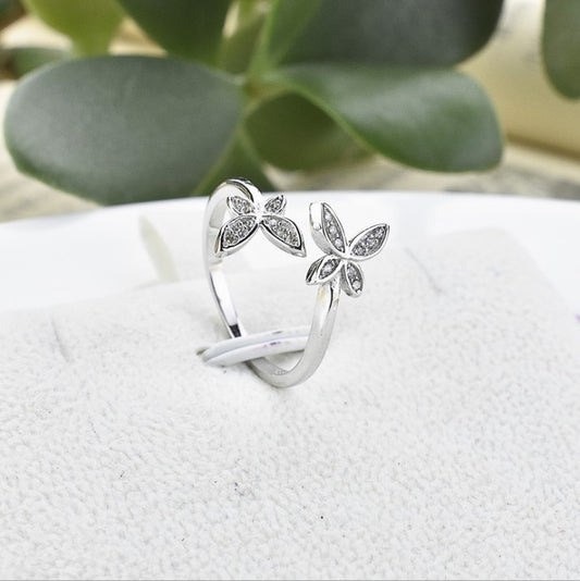 925 Sterling Silver Adjustable Butterfly Ring
