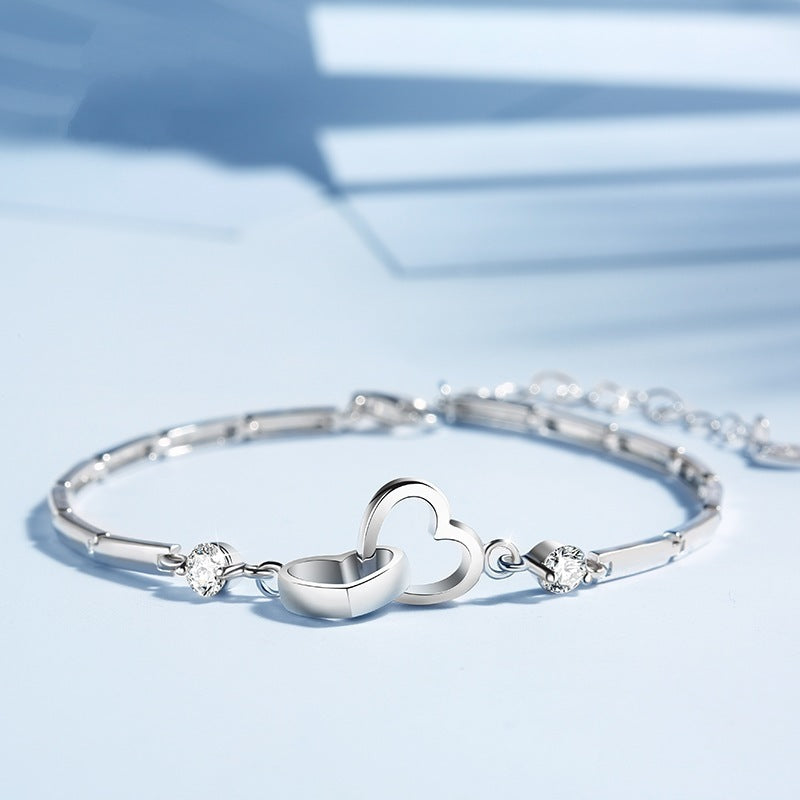 925 Sterling Silver Heart Bracelet Ring Necklace