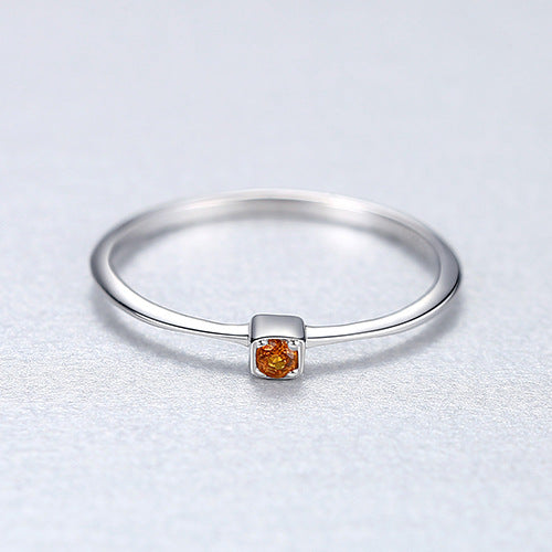 925 Sterling Silver Stackable Solitaire Gemstone Ring