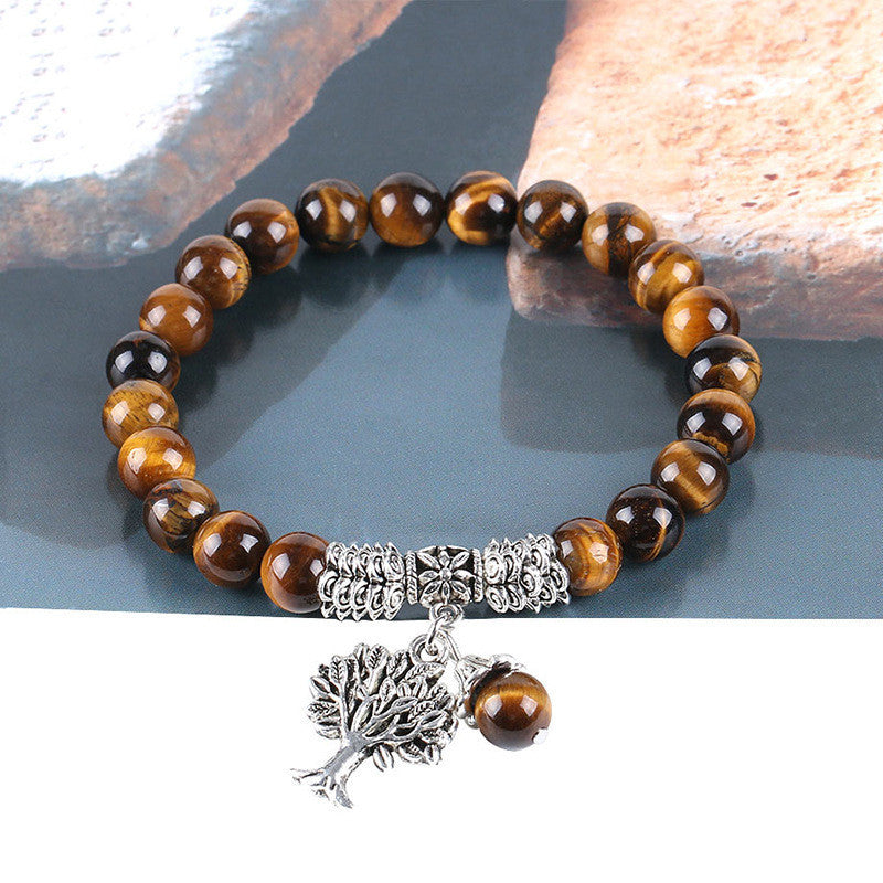 Sliver Natural Tiger Eye Tree Bracelet
