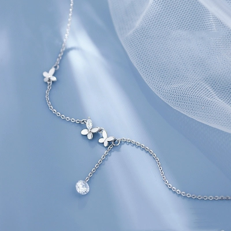 925 Sterling Silver Butterfly Anklet