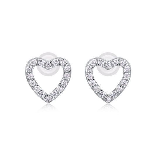 925 Sterling Silver Moissanite Heart Earrings