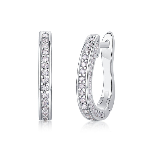 925 Sterling Silver Moissanite Hoop Earrings