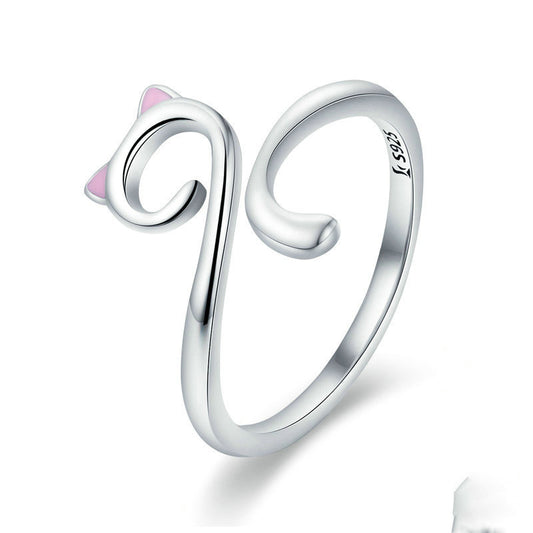 925 Sterling Silver Cat Ring