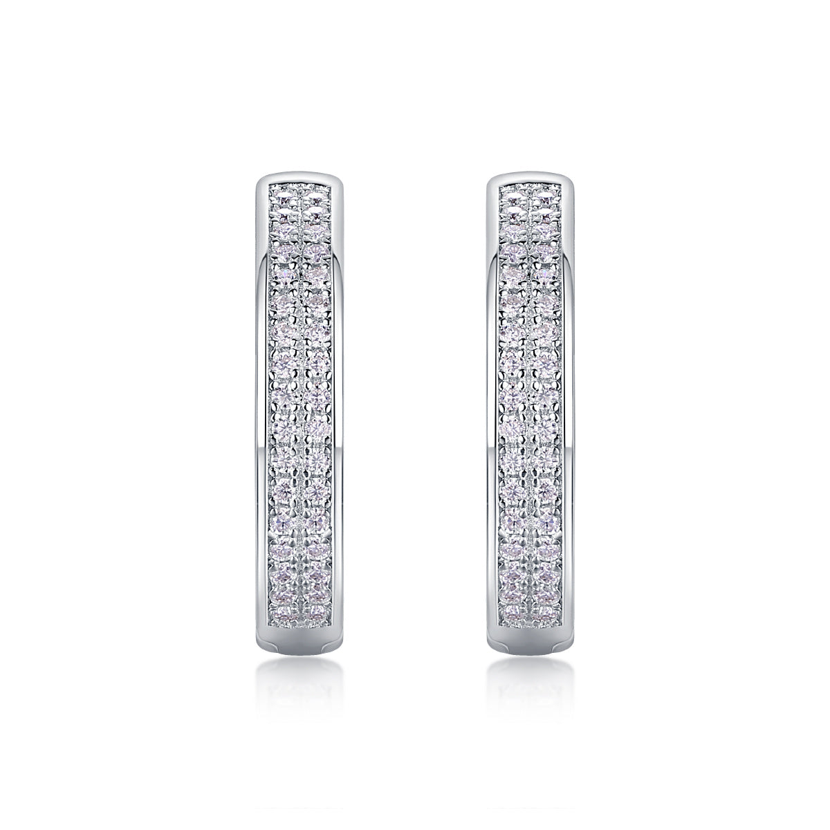 925 Sterling Silver Moissanite Double Row Hoop Earrings