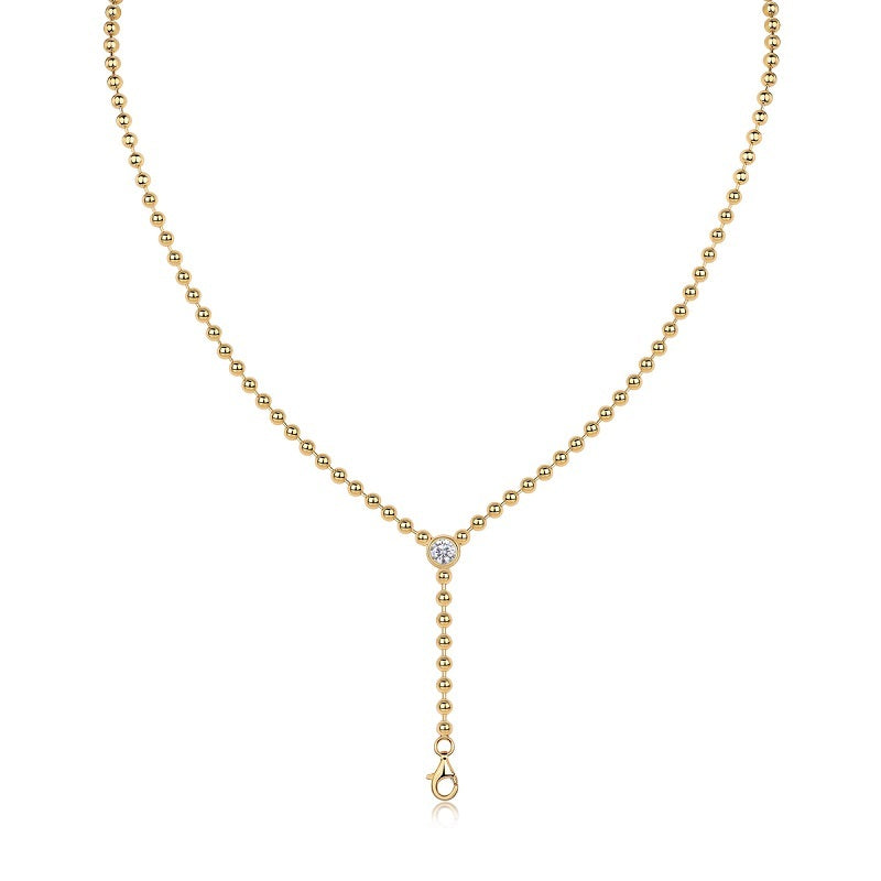 925 Sterling Silver Gold 0.5-carat Moissanite Drop Necklace