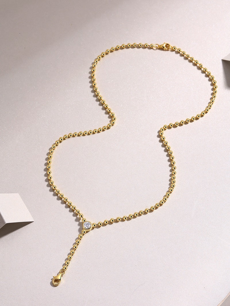 925 Sterling Silver Gold 0.5-carat Moissanite Drop Necklace