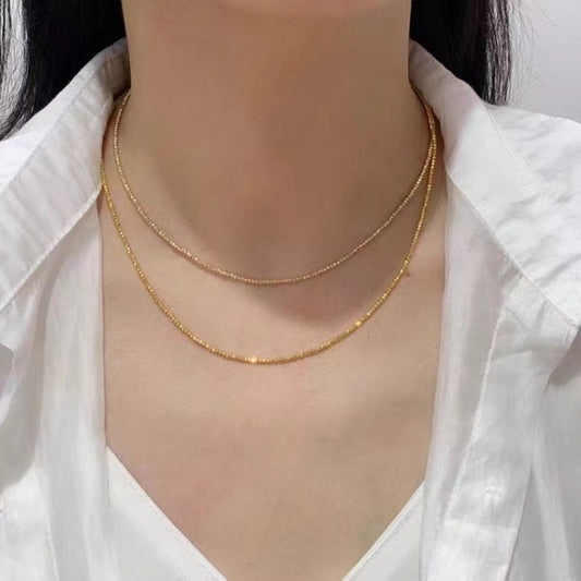 18K Gold Beaded Wave Chain Necklace