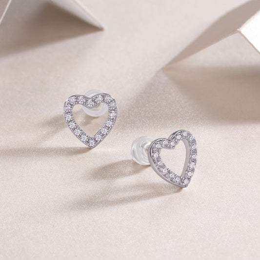 925 Sterling Silver Moissanite Heart Earrings