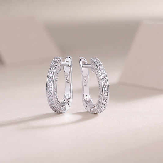 925 Sterling Silver Moissanite Hoop Earrings