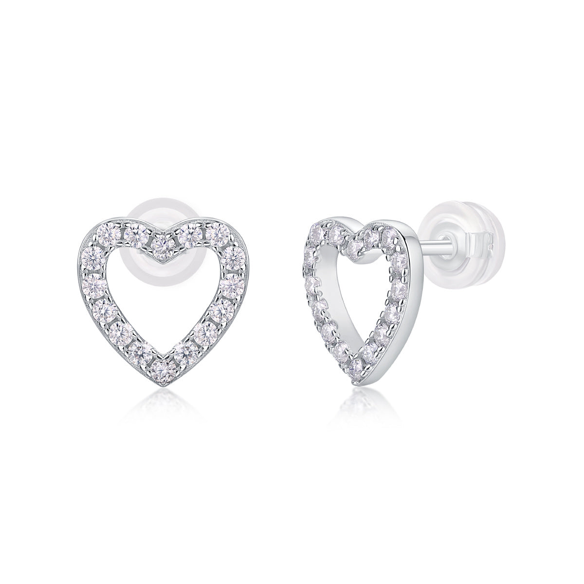 925 Sterling Silver Moissanite Heart Earrings