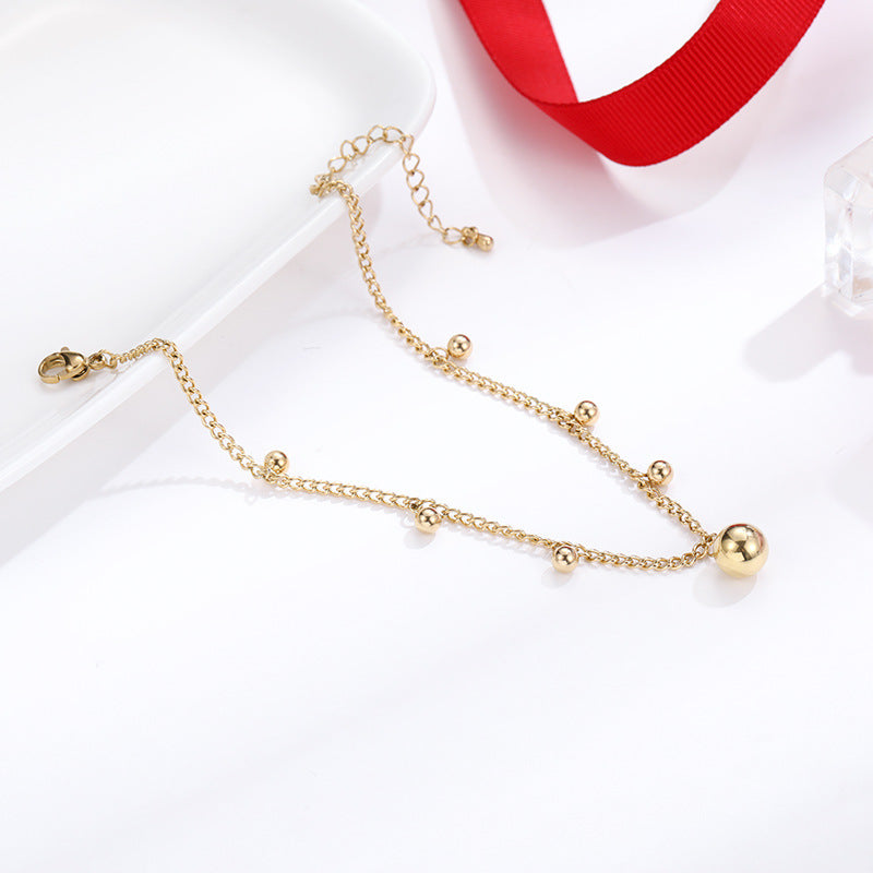 14K Gold Titanium Steel Bead Anklet
