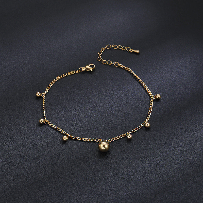 14K Gold Titanium Steel Bead Anklet