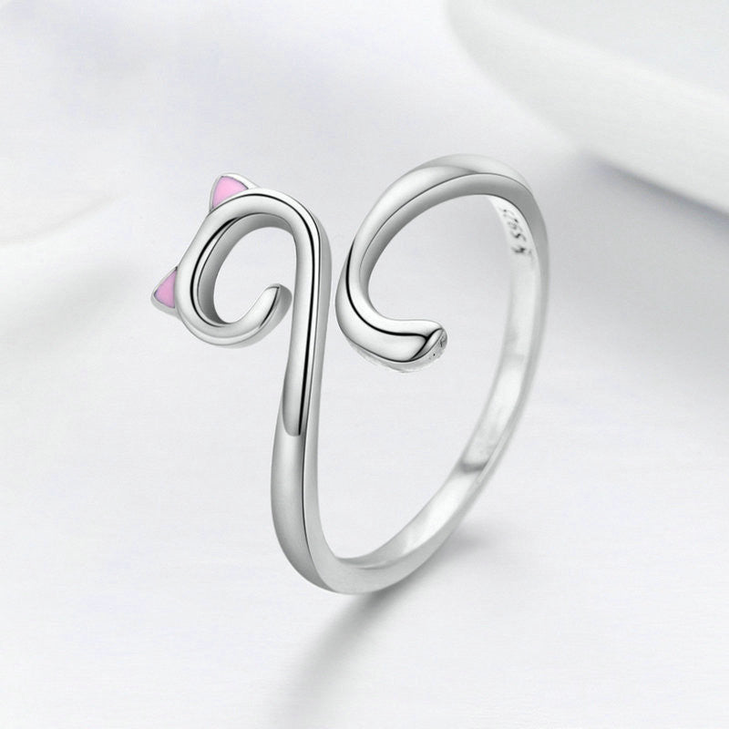 925 Sterling Silver Cat Ring