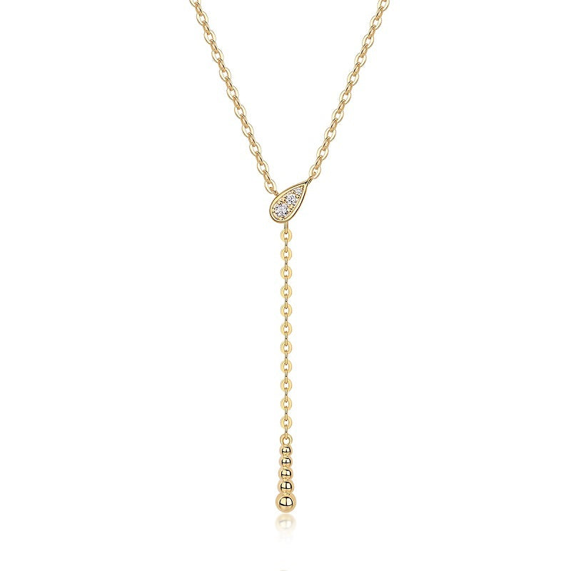 925 Sterling Silver Gold Moissanite Drop Necklace