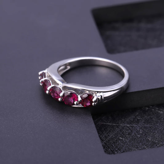 925 Sterling Silver Natural Rose Garnet Ring