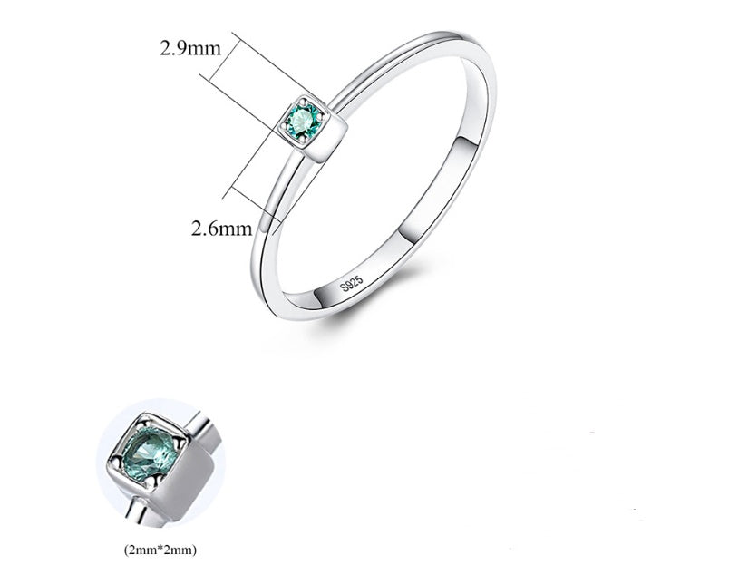 925 Sterling Silver Stackable Solitaire Gemstone Ring