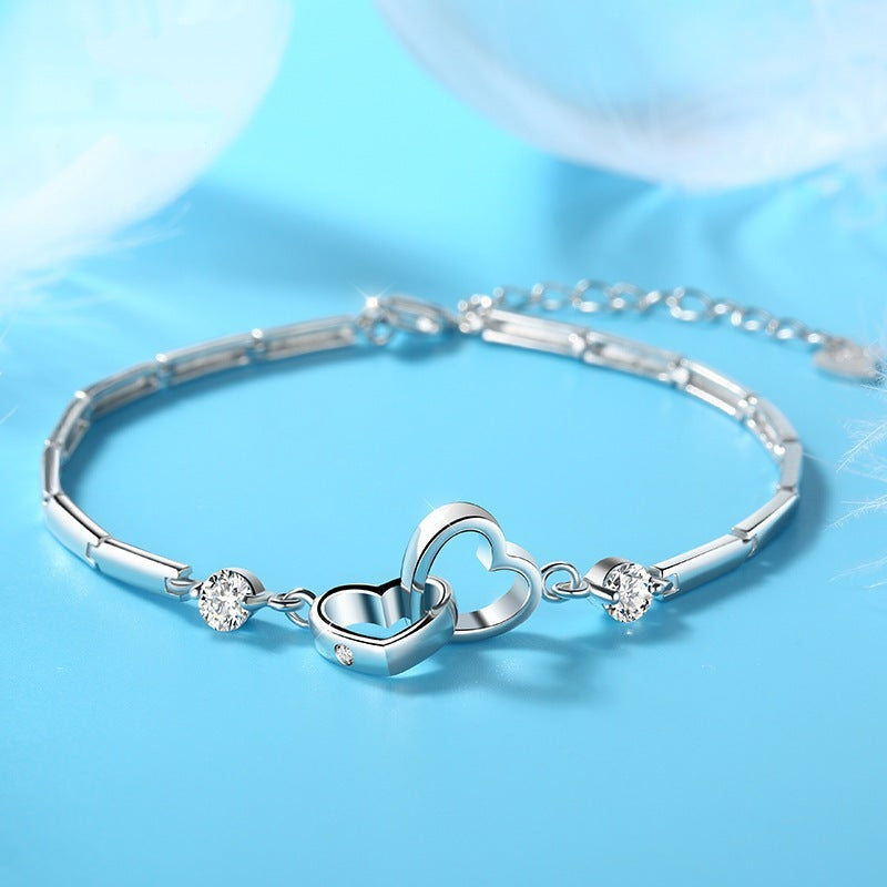 925 Sterling Silver Heart Bracelet Ring Necklace