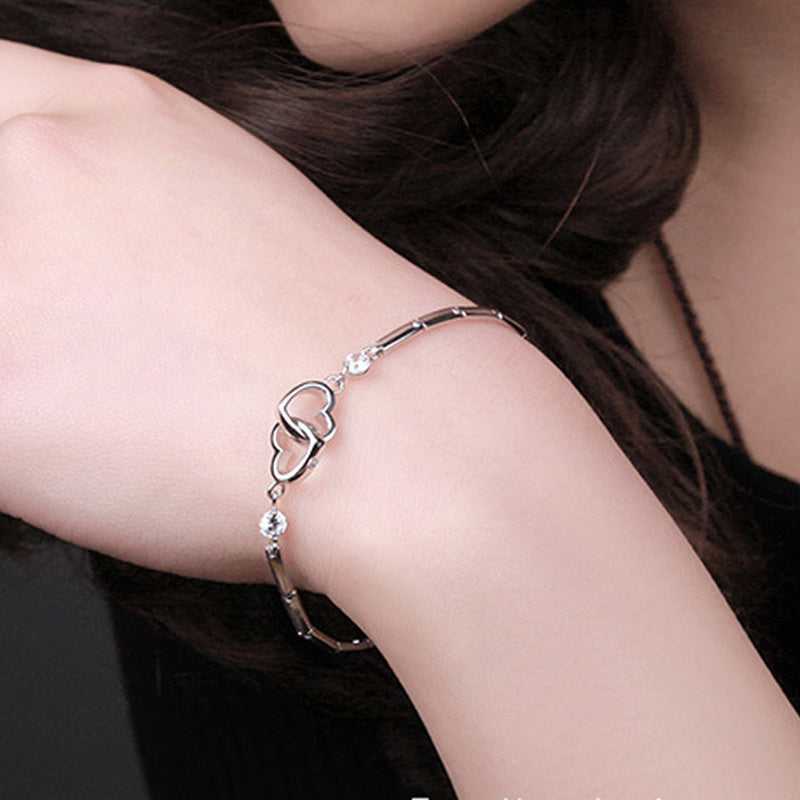 925 Sterling Silver Heart Bracelet Ring Necklace