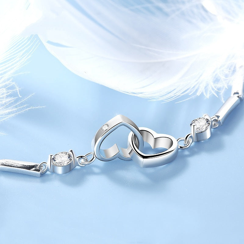 925 Sterling Silver Heart Bracelet Ring Necklace