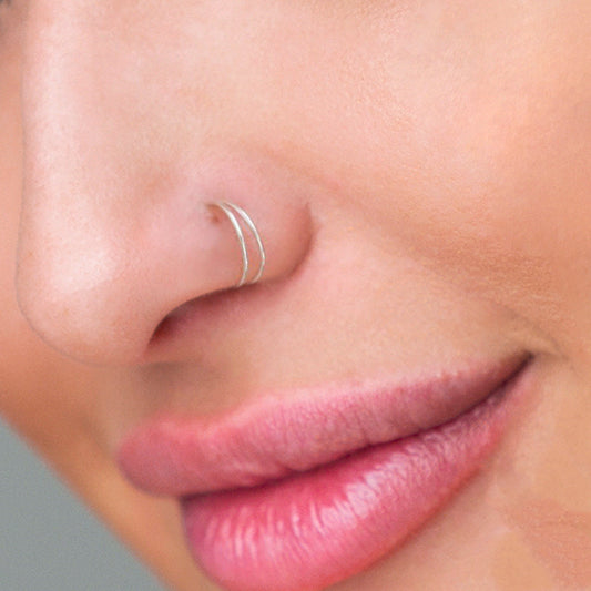 925 Sterling Silver Double Ring Nose Ring