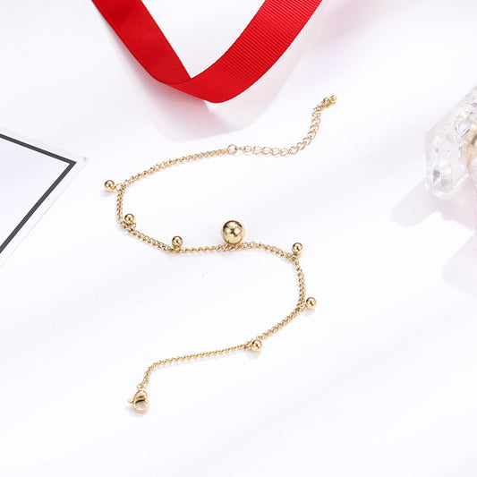 14K Gold Titanium Steel Bead Anklet