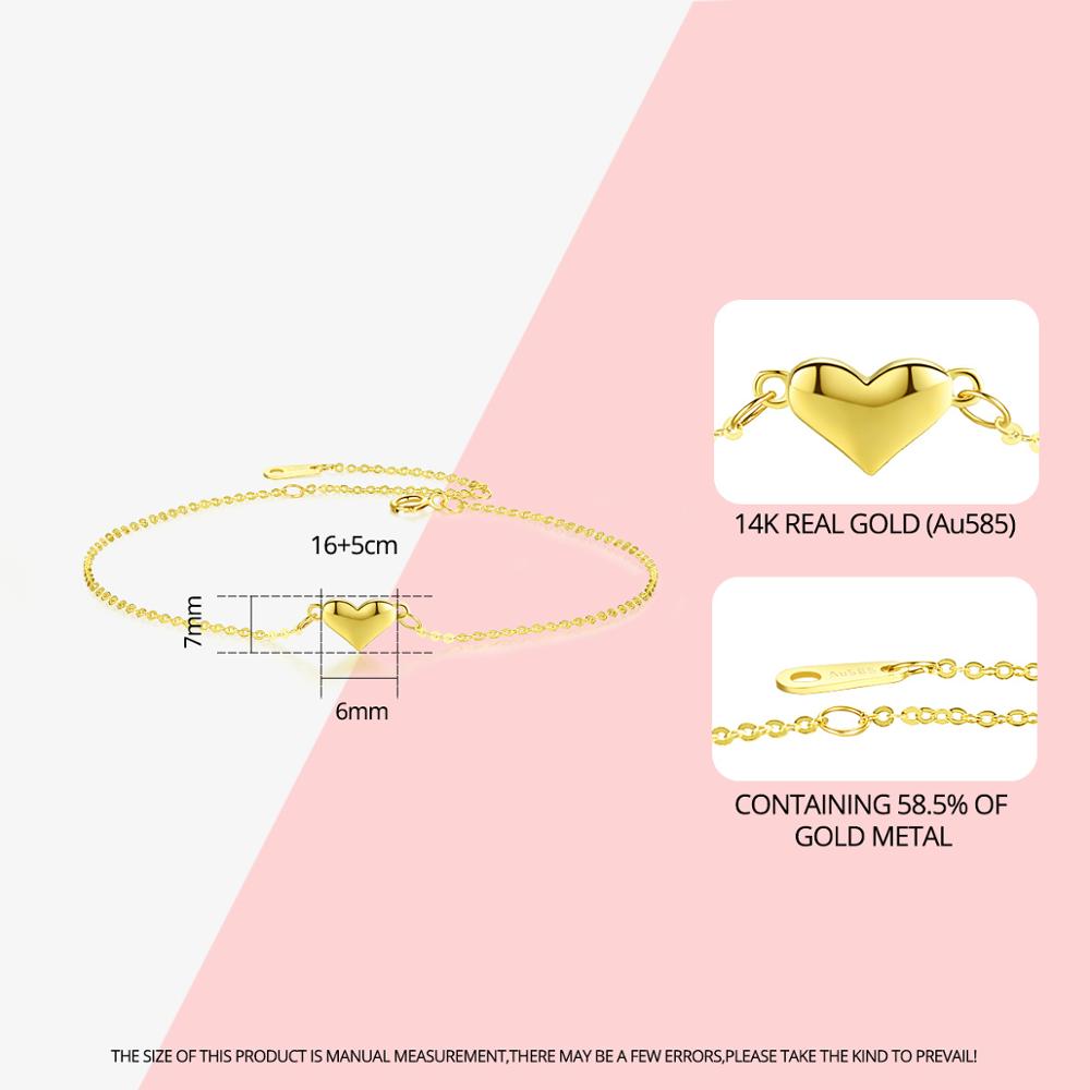 14K Gold Heart Bracelet