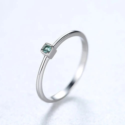 925 Sterling Silver Stackable Solitaire Gemstone Ring