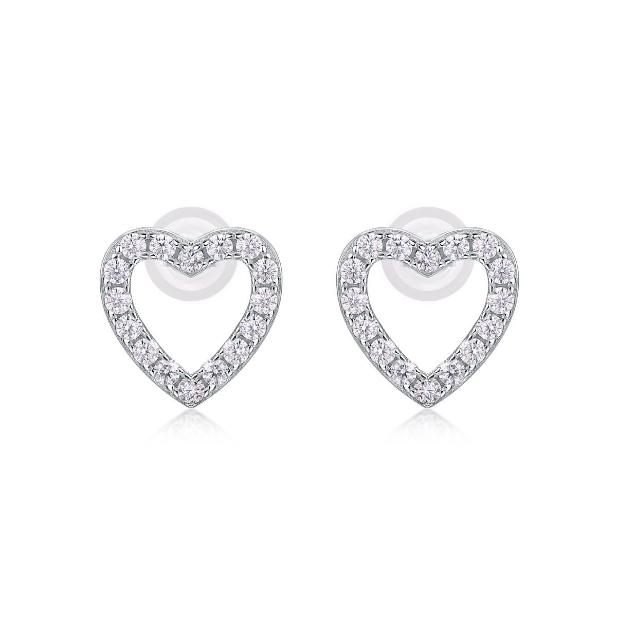 925 Sterling Silver Moissanite Heart Earrings