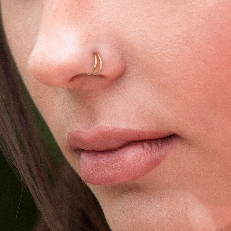 925 Sterling Silver Double Ring Nose Ring