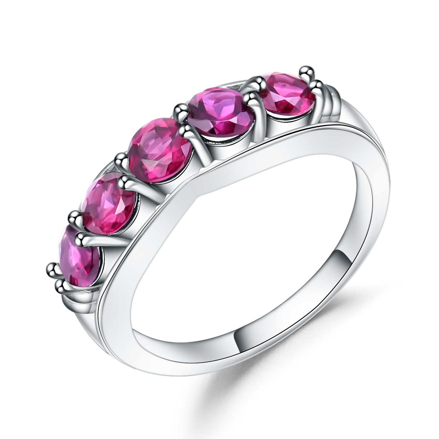 925 Sterling Silver Natural Rose Garnet Ring