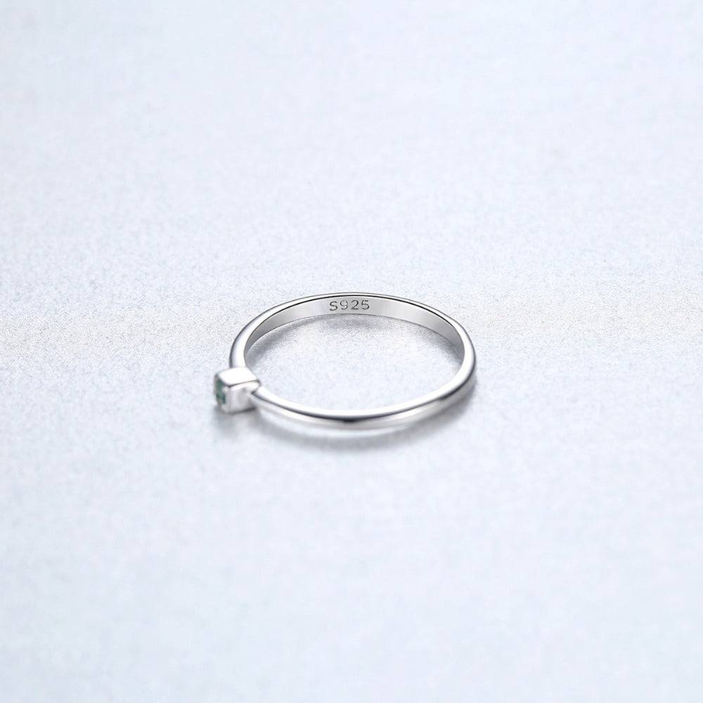925 Sterling Silver Stackable Solitaire Gemstone Ring