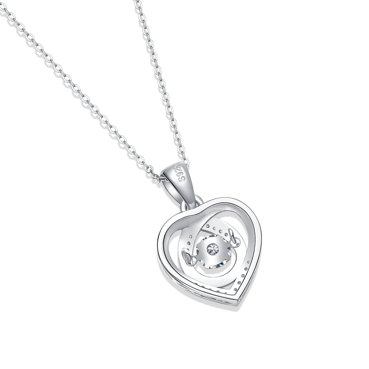 925 Sterling Silver Platinum 0.5-carat Moissanite Floating Heart Necklace