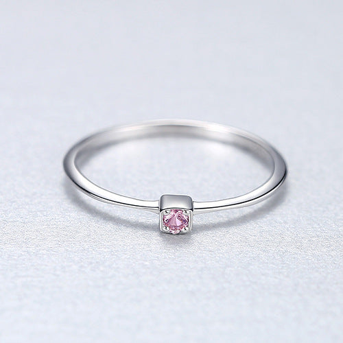 925 Sterling Silver Stackable Solitaire Gemstone Ring