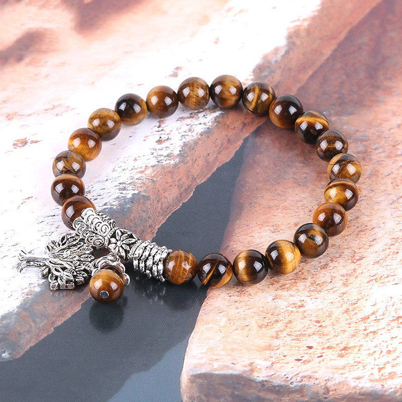 Sliver Natural Tiger Eye Tree Bracelet