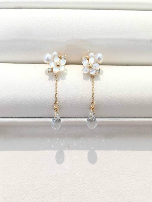 925 Sterling Silver Gold White Shell Diamond Pearl Crystal Necklace Earrings