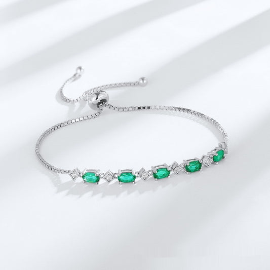 925 Silver Cultivation Emerald Bracelet