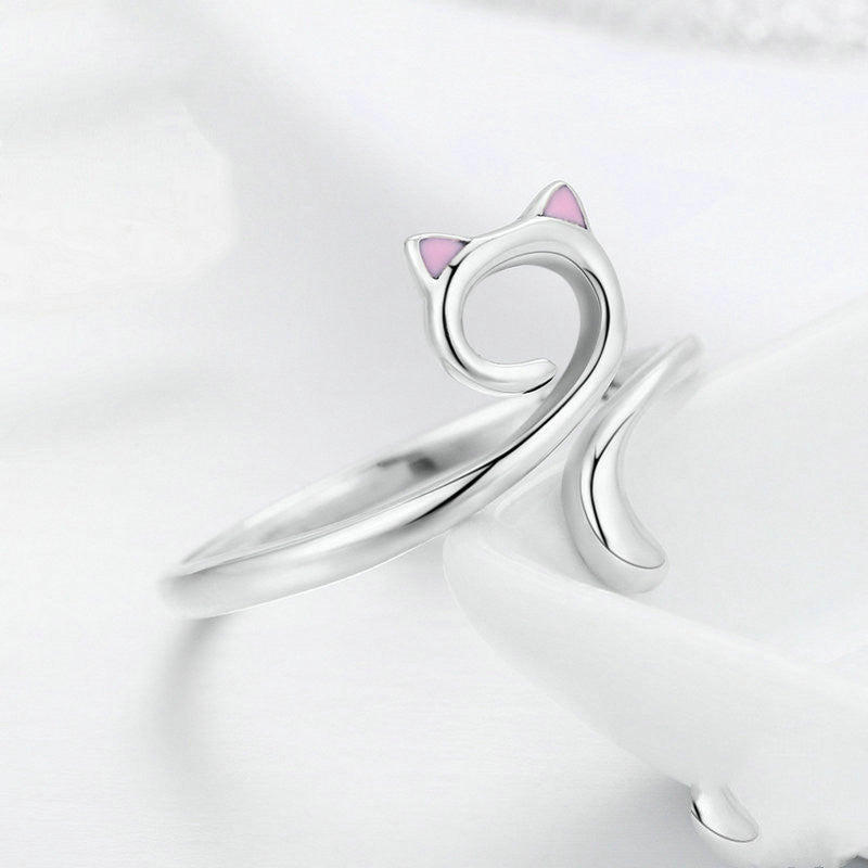 925 Sterling Silver Cat Ring