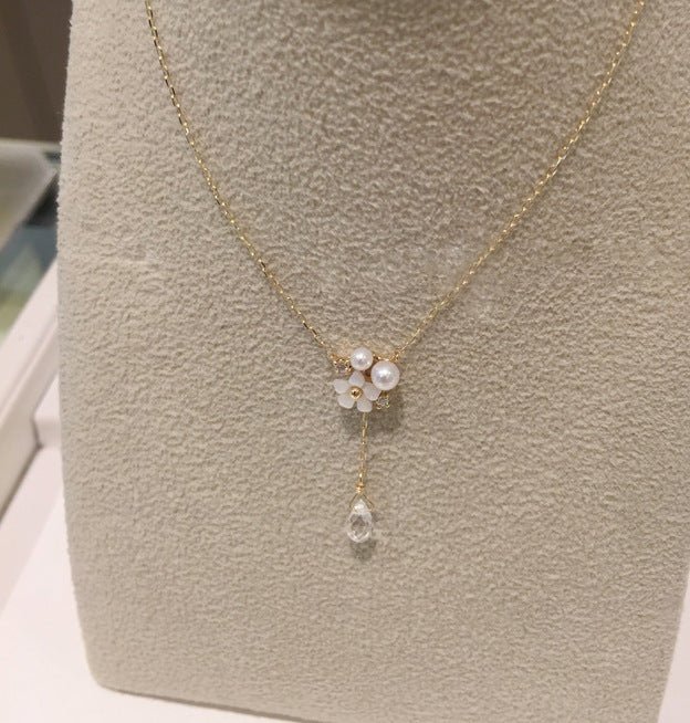 925 Sterling Silver Gold White Shell Diamond Pearl Crystal Necklace Earrings