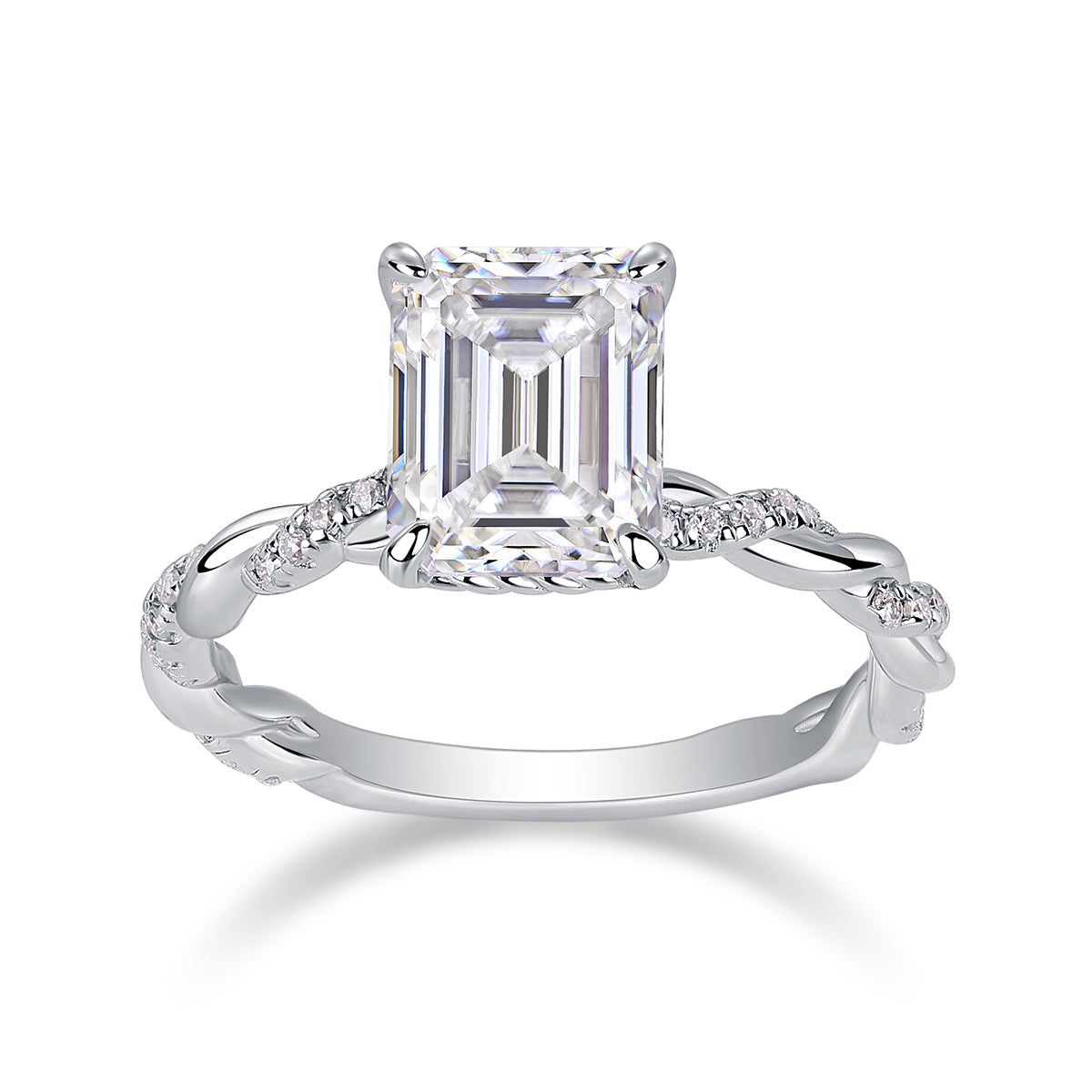 925 Sterling Silver Platinum Moissanite Ring