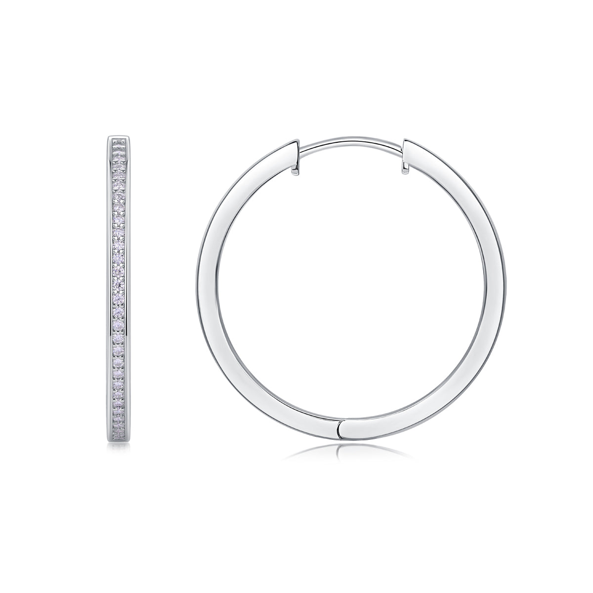 925 Sterling Silver Platinum Moissanite Hoop Earrings