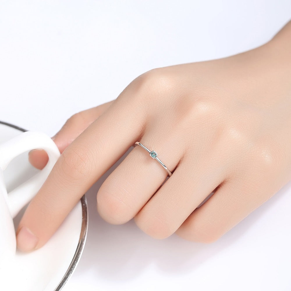 925 Sterling Silver Stackable Solitaire Gemstone Ring