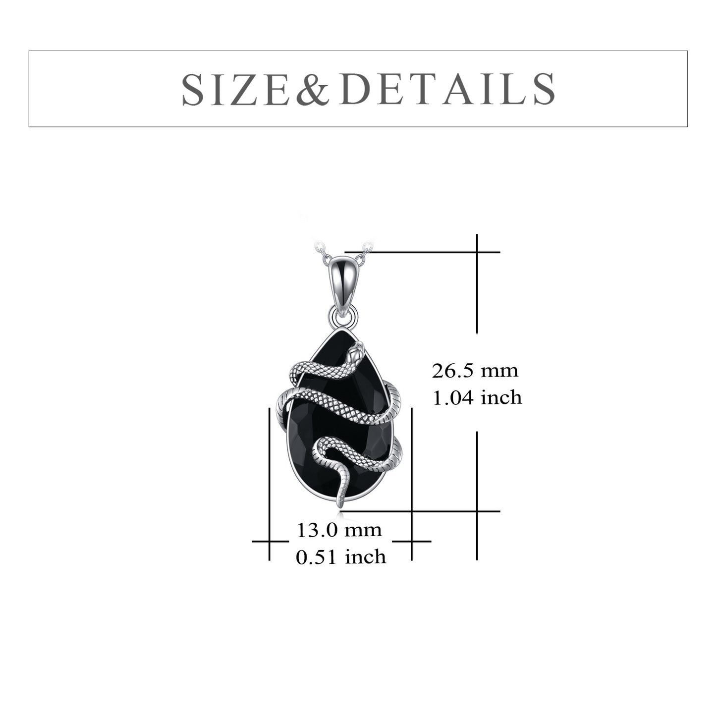 925 Sterling Silver Black Obsidian Tourmaline Snake Necklace