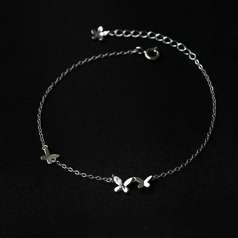 925 Sterling Silver Butterfly Anklet