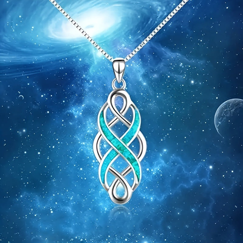 Silver Opal Irish Celtic Knot Necklace