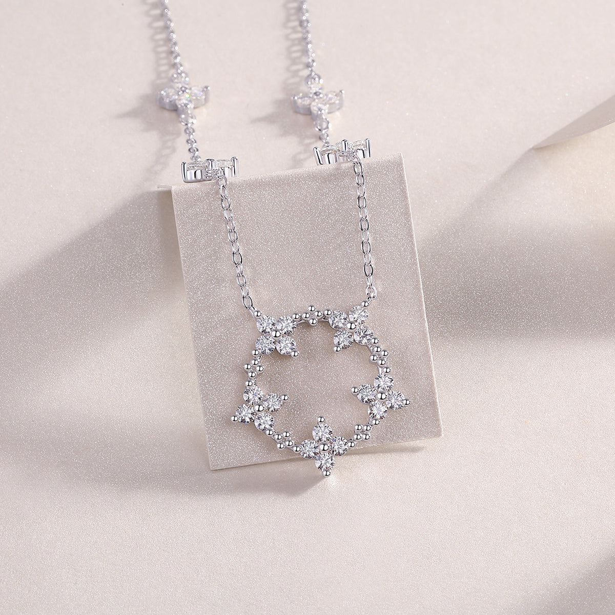 925 Sterling Silver Platinum Moissanite Necklace