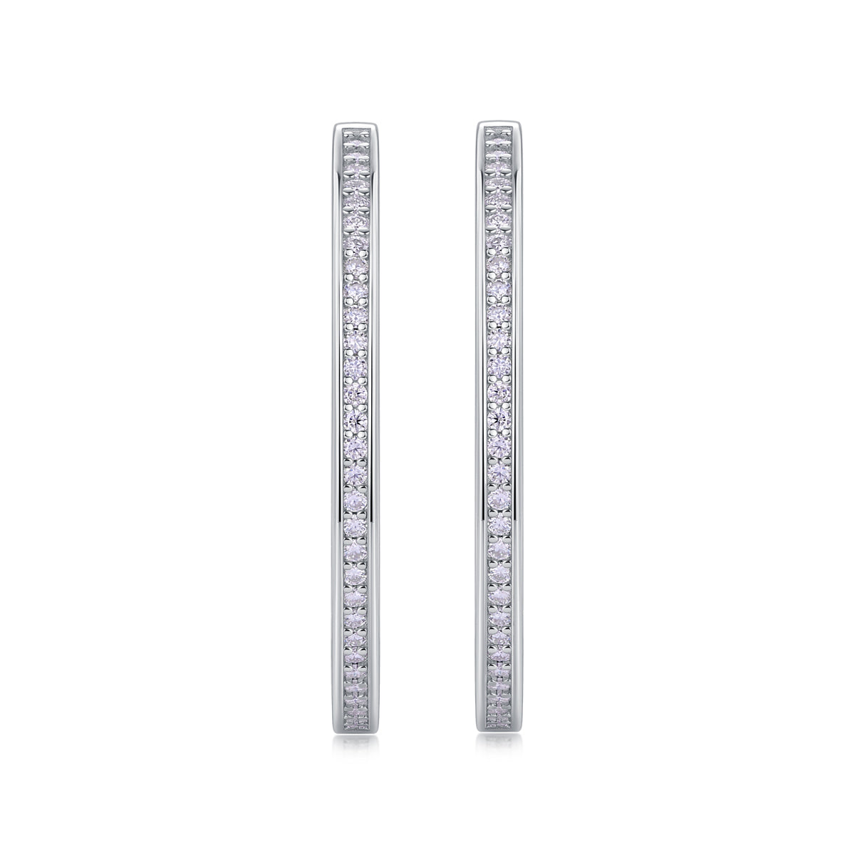 925 Sterling Silver Platinum Moissanite Hoop Earrings