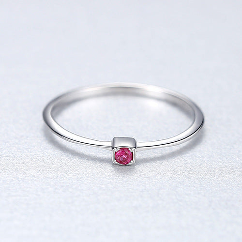 925 Sterling Silver Stackable Solitaire Gemstone Ring