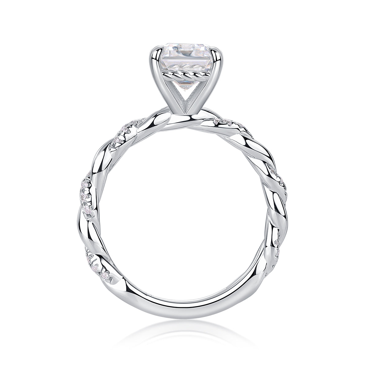 925 Sterling Silver Platinum Moissanite Ring